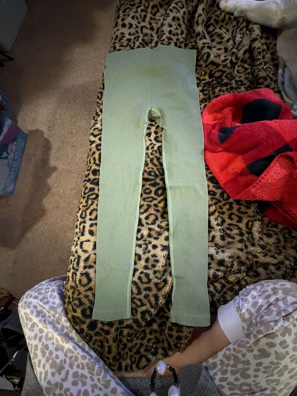 Pretty Little Things Maternity Khaki Contour Rib Leggings